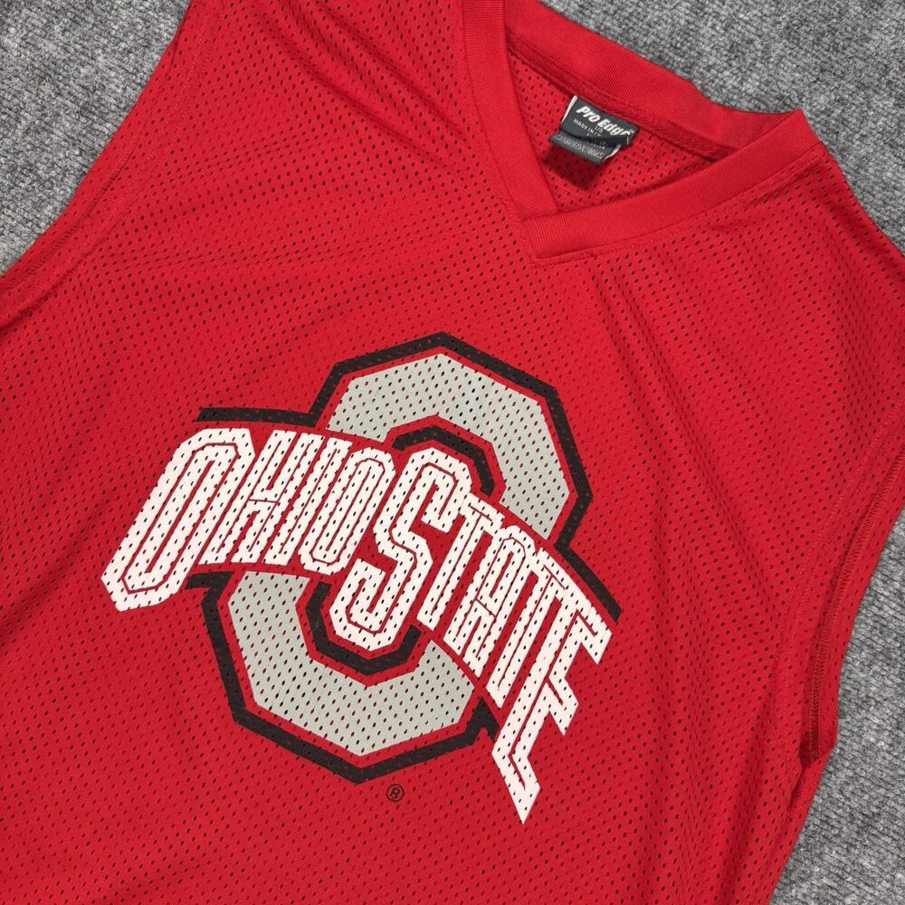 Vintage 90s Pro Edge NCAA Ohio State Buckeyes Sleeveless Tarining Jersey - Large